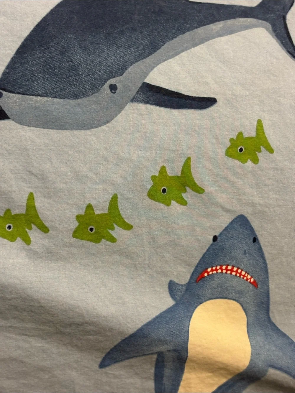 Pottery Barn Kids Shark Bite Duvet Cover Queen Full Light Blue Ocean School Fish